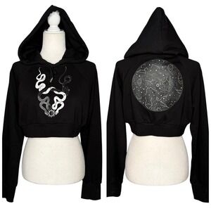 Cyberdog London Hoodie L Cropped Snake Moon Alien Constellation Cyber‎ Goth Rave